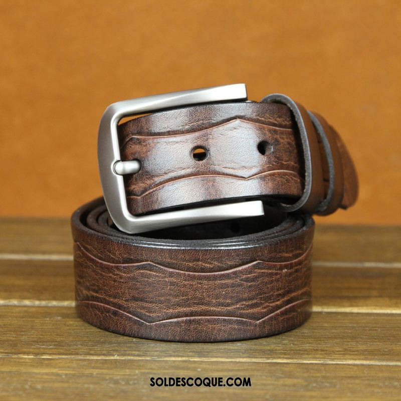 Ceinture Homme Couche De Tête Le Nouveau Loisir Personnalité Cuir Véritable Soldes