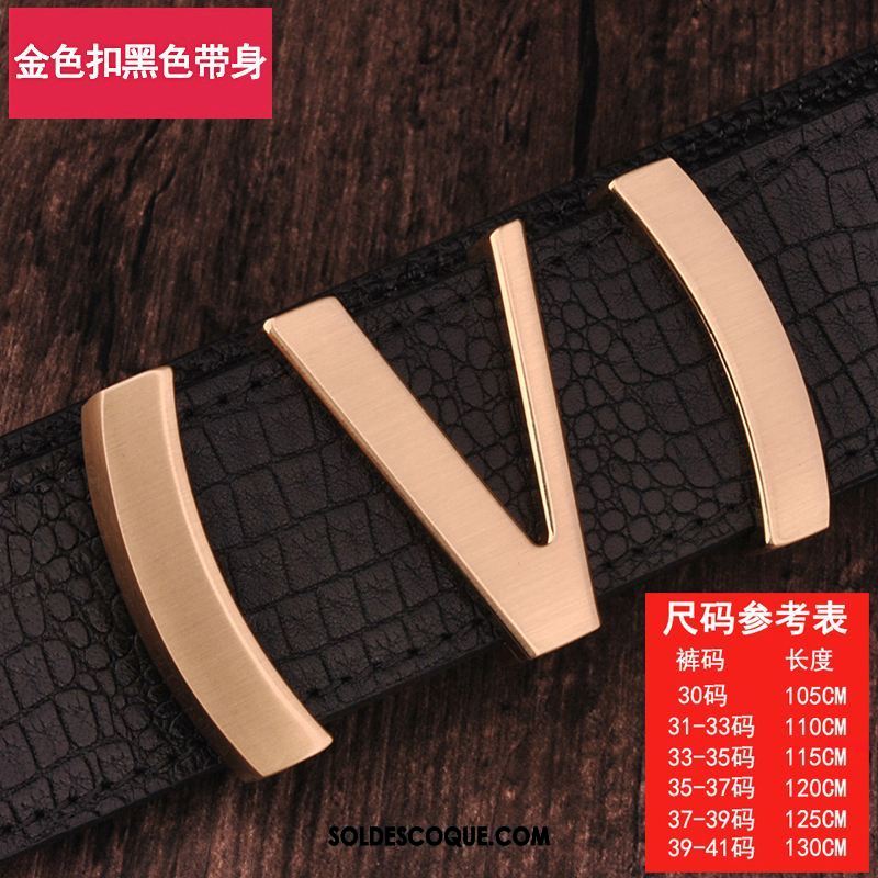 Ceinture Homme Couche De Tête Lettre Lisse Cuir De Vache Tendance Soldes