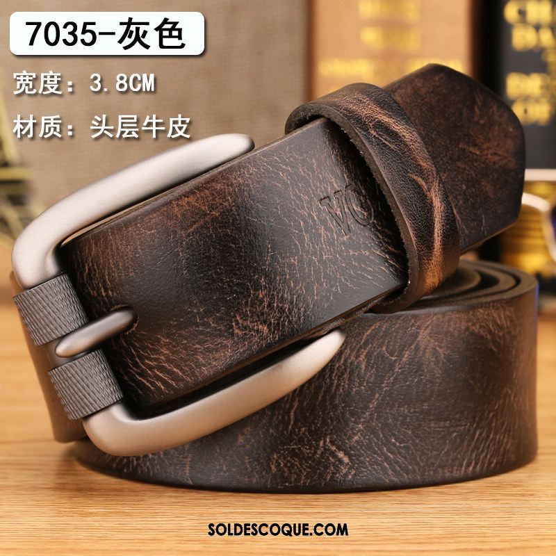 Ceinture Homme Couche De Tête Loisir Jeunesse Cuir De Vache Cuir Véritable En Vente