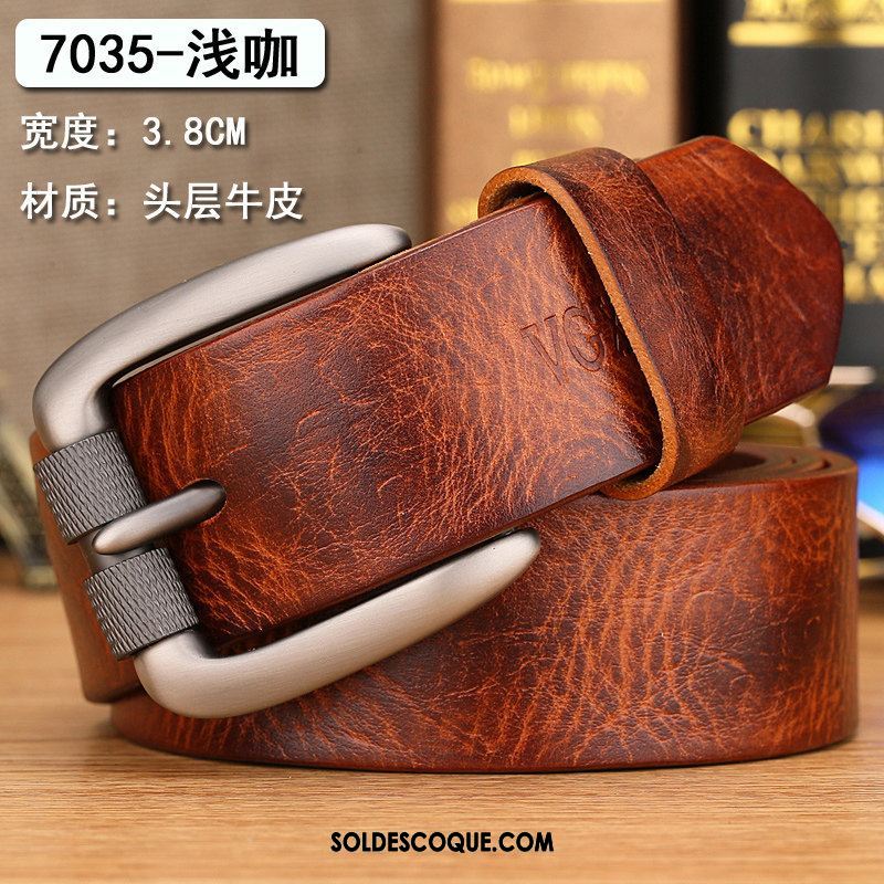 Ceinture Homme Couche De Tête Loisir Jeunesse Cuir De Vache Cuir Véritable En Vente