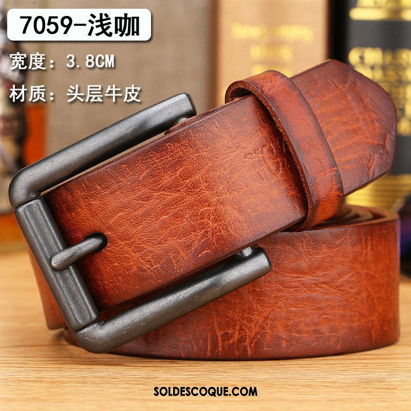 Ceinture Homme Couche De Tête Loisir Jeunesse Cuir De Vache Cuir Véritable En Vente