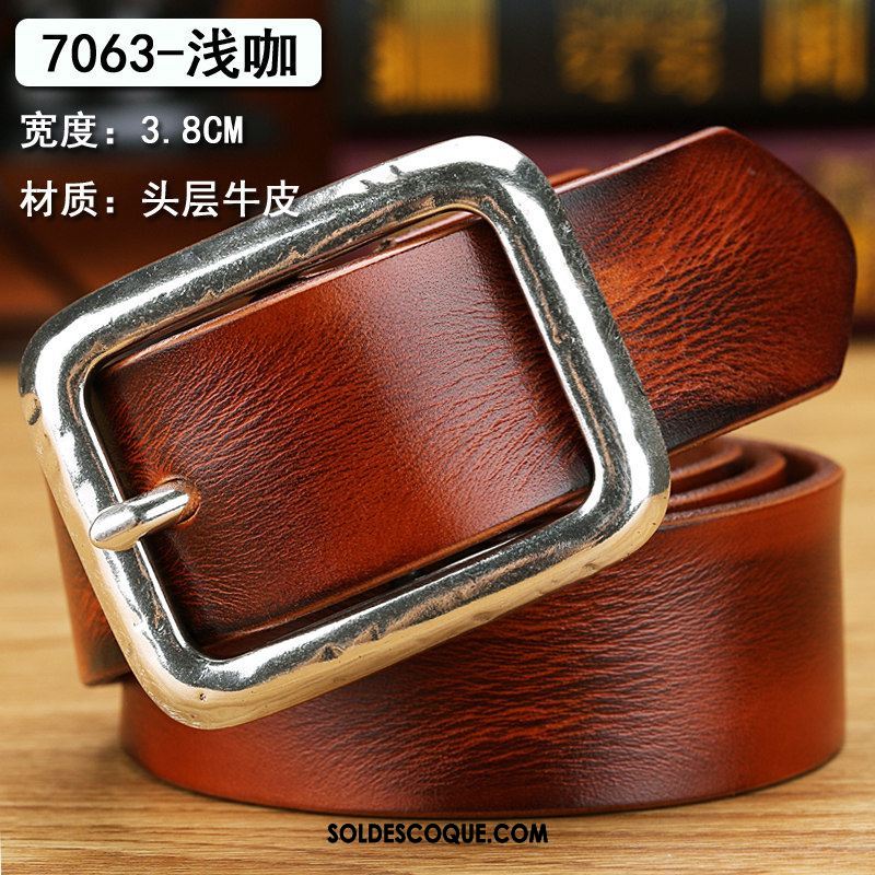 Ceinture Homme Couche De Tête Loisir Jeunesse Cuir De Vache Cuir Véritable En Vente