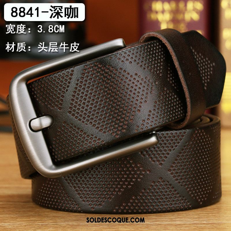 Ceinture Homme Couche De Tête Loisir Jeunesse Cuir De Vache Cuir Véritable En Vente