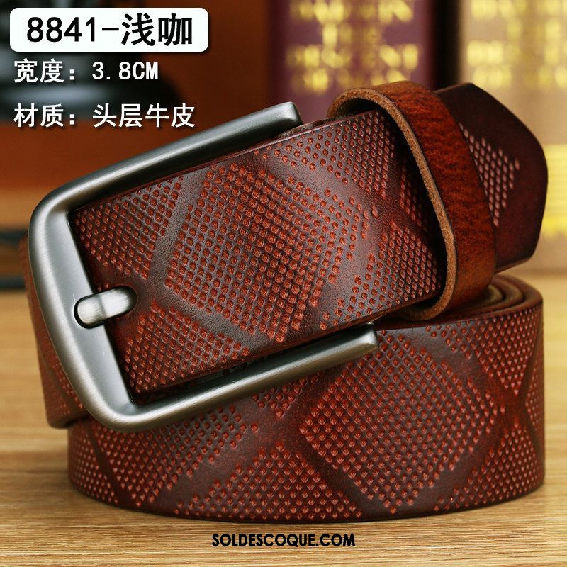 Ceinture Homme Couche De Tête Loisir Jeunesse Cuir De Vache Cuir Véritable En Vente