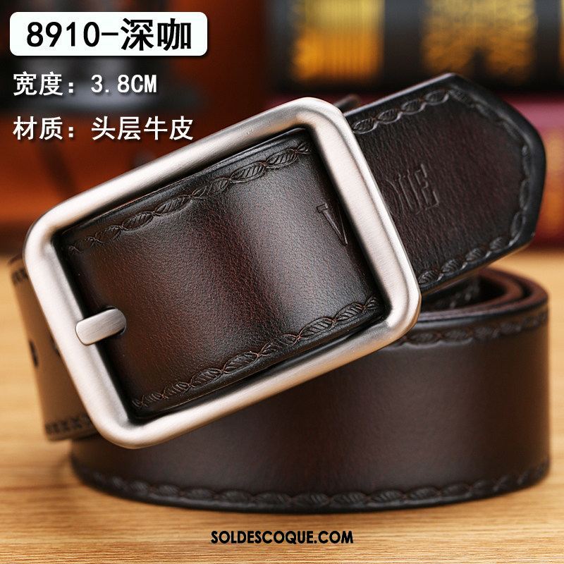 Ceinture Homme Couche De Tête Loisir Jeunesse Cuir De Vache Cuir Véritable En Vente