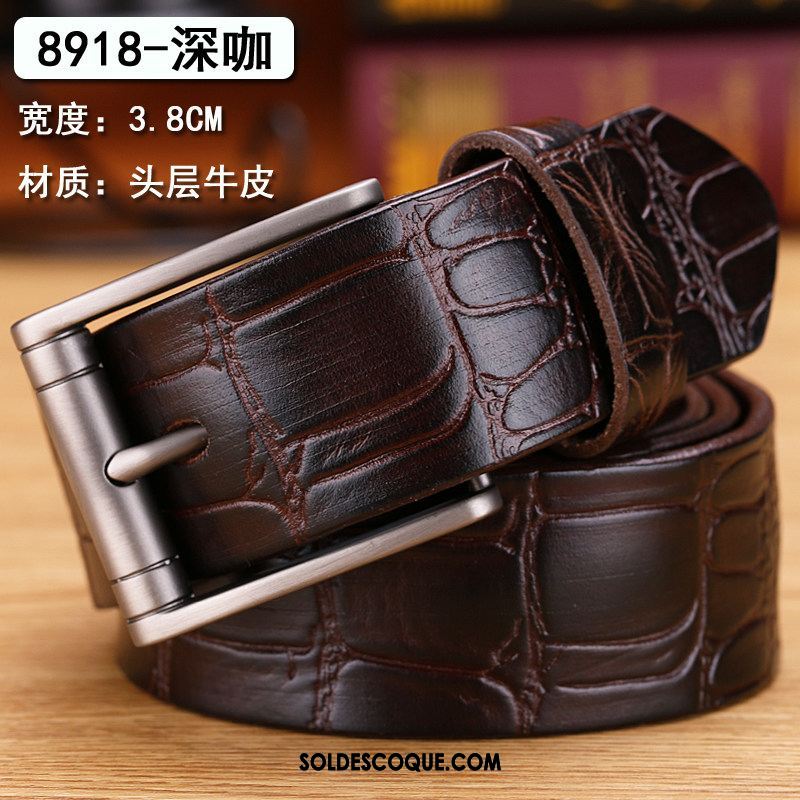 Ceinture Homme Couche De Tête Loisir Jeunesse Cuir De Vache Cuir Véritable En Vente