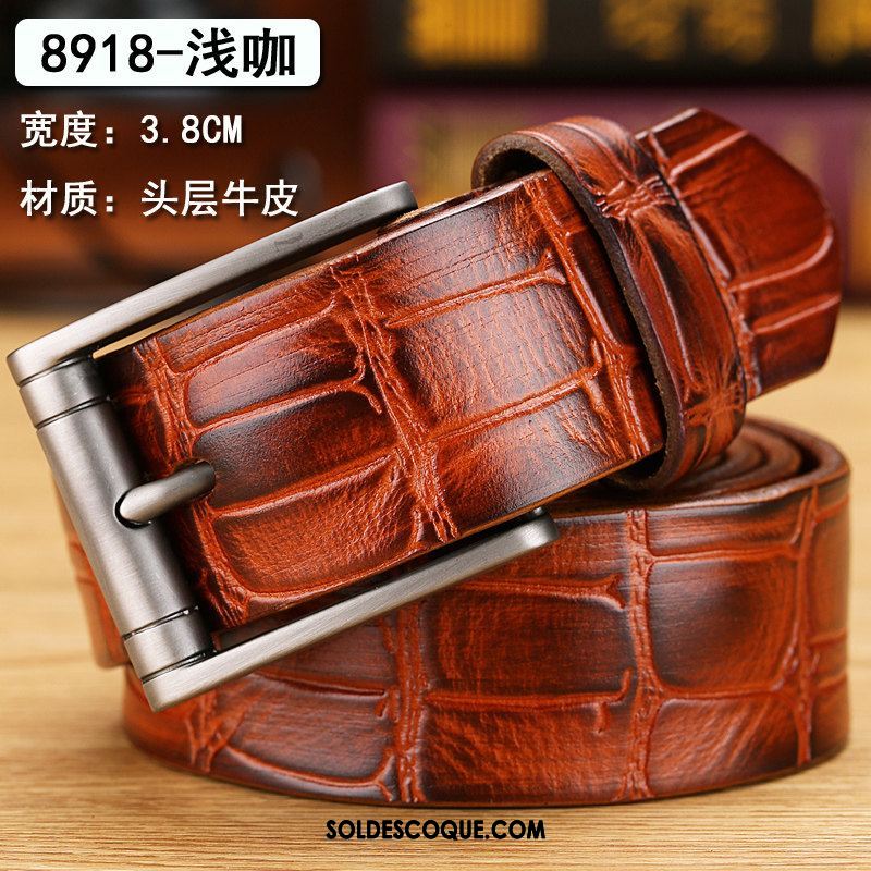 Ceinture Homme Couche De Tête Loisir Jeunesse Cuir De Vache Cuir Véritable En Vente