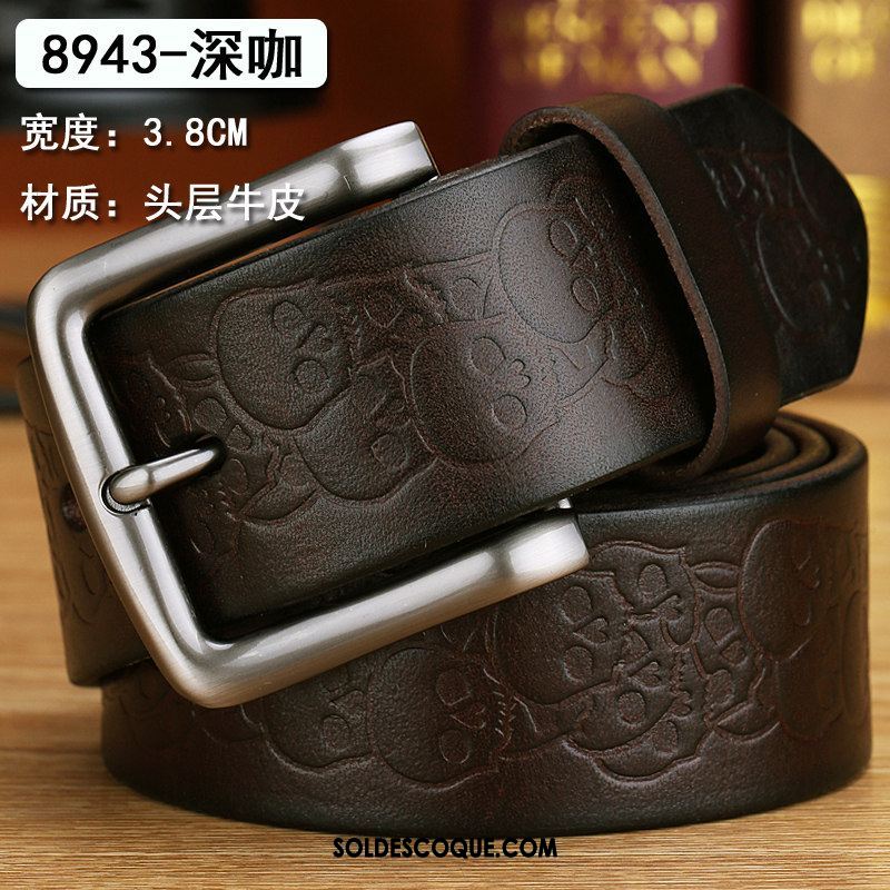 Ceinture Homme Couche De Tête Loisir Jeunesse Cuir De Vache Cuir Véritable En Vente