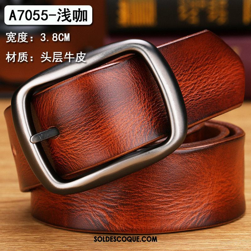 Ceinture Homme Couche De Tête Loisir Jeunesse Cuir De Vache Cuir Véritable En Vente