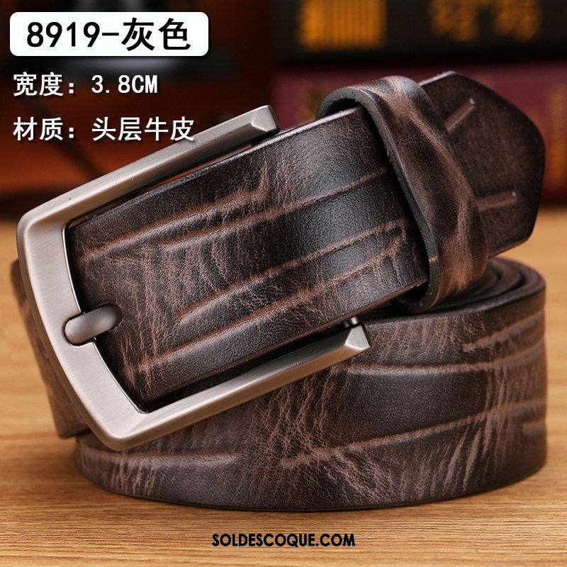 Ceinture Homme Couche De Tête Loisir Jeunesse Cuir De Vache Cuir Véritable En Vente