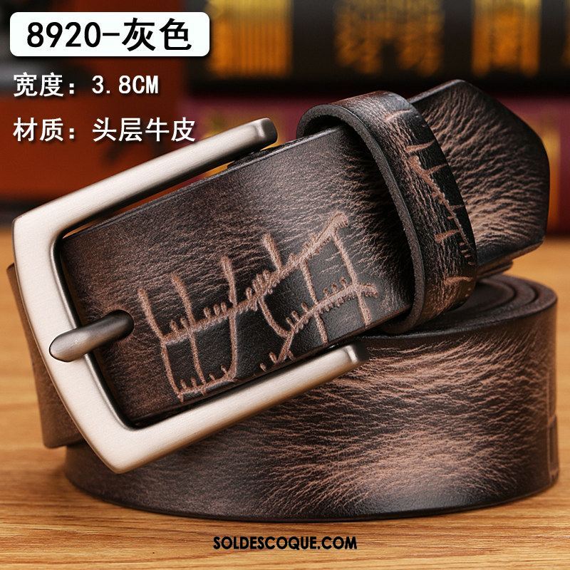 Ceinture Homme Couche De Tête Loisir Jeunesse Cuir De Vache Cuir Véritable En Vente