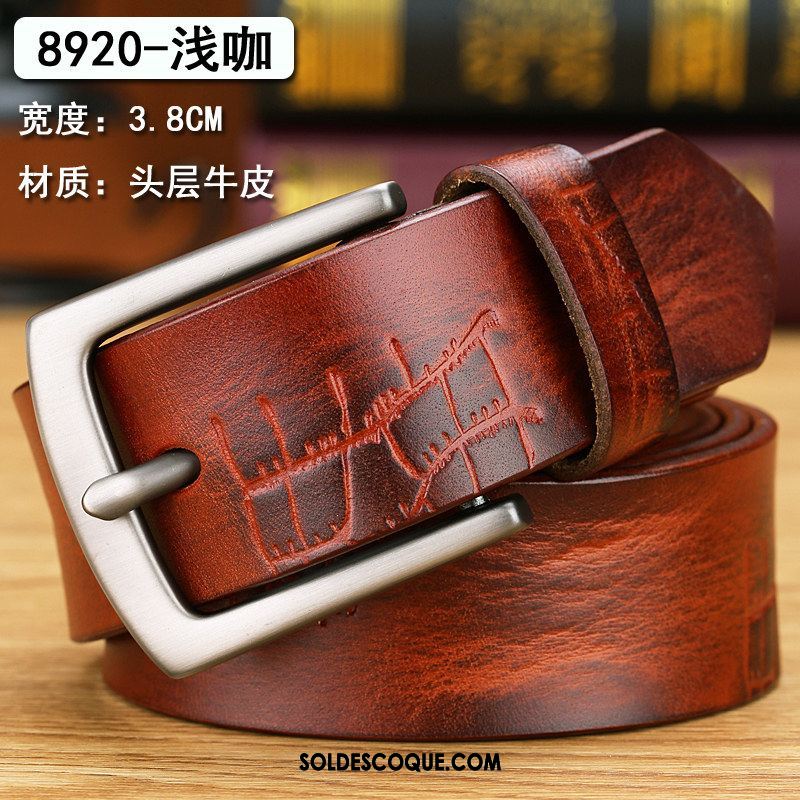 Ceinture Homme Couche De Tête Loisir Jeunesse Cuir De Vache Cuir Véritable En Vente