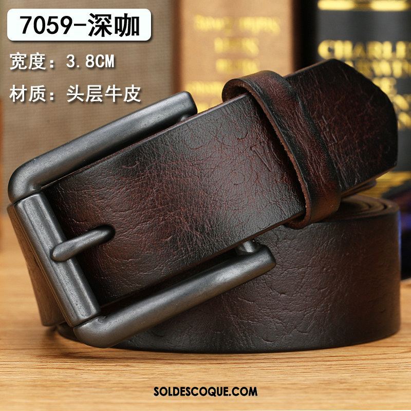 Ceinture Homme Couche De Tête Loisir Jeunesse Cuir De Vache Cuir Véritable En Vente