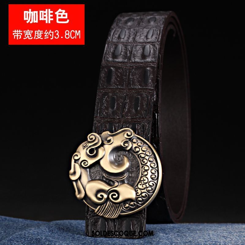 Ceinture Homme Couche De Tête Rouge Personnalité Cuir Véritable Mode Soldes