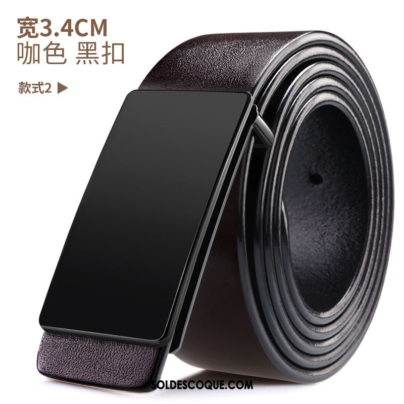 Ceinture Homme Couche De Tête Simple Entreprise Cuir De Vache Jeunesse Soldes