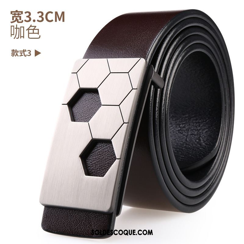 Ceinture Homme Couche De Tête Simple Entreprise Cuir De Vache Jeunesse Soldes