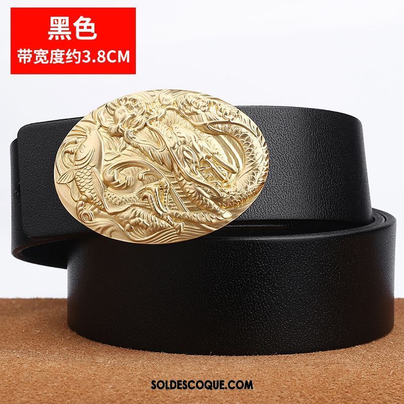 Ceinture Homme Couche De Tête Âge Moyen Personnalité Pure Cuir Véritable Pas Cher