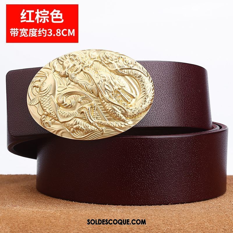 Ceinture Homme Couche De Tête Âge Moyen Personnalité Pure Cuir Véritable Pas Cher