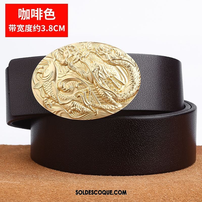 Ceinture Homme Couche De Tête Âge Moyen Personnalité Pure Cuir Véritable Pas Cher