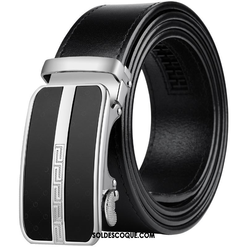 Ceinture Homme Cuir De Vache Boucle Automatique Jeunesse Couche De Tête Loisir Pas Cher