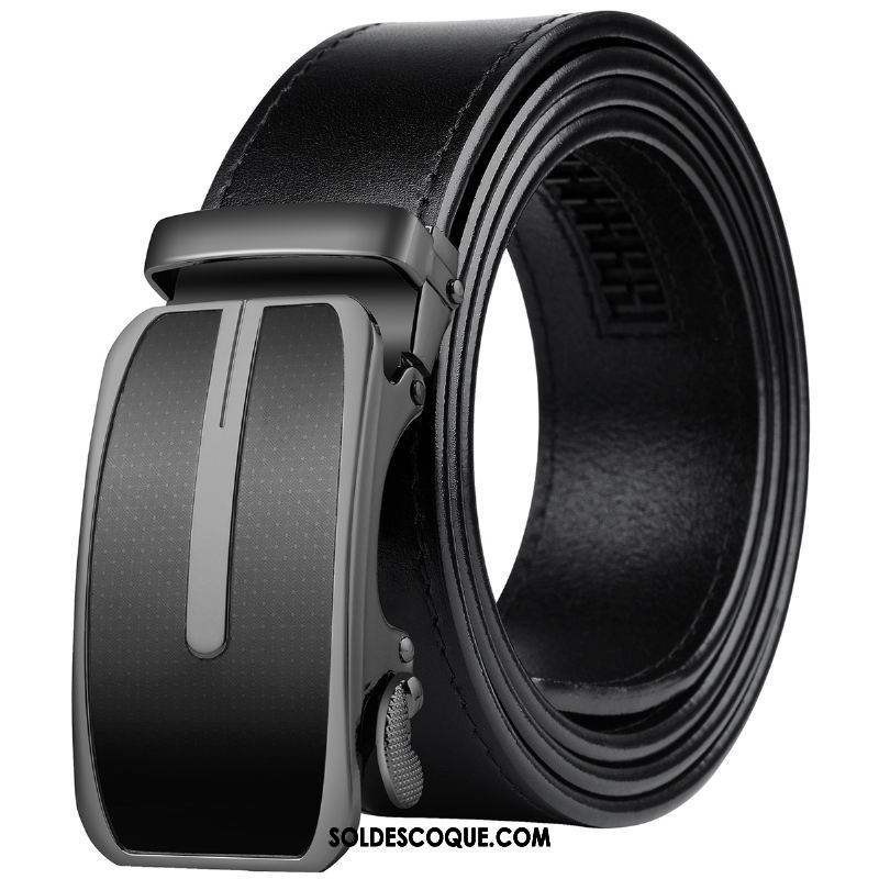 Ceinture Homme Cuir De Vache Boucle Automatique Jeunesse Couche De Tête Loisir Pas Cher