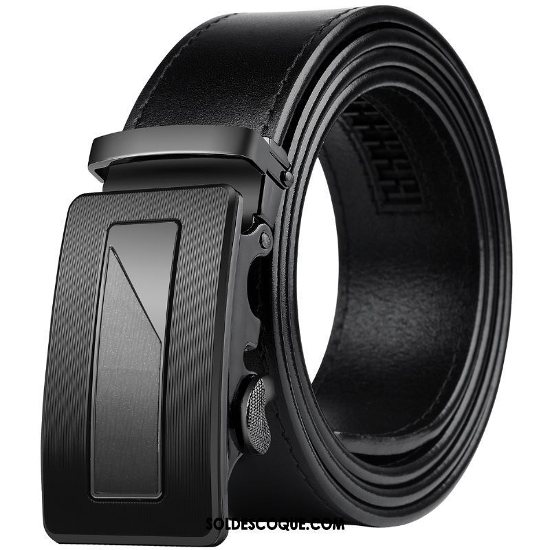 Ceinture Homme Cuir De Vache Boucle Automatique Jeunesse Couche De Tête Loisir Pas Cher