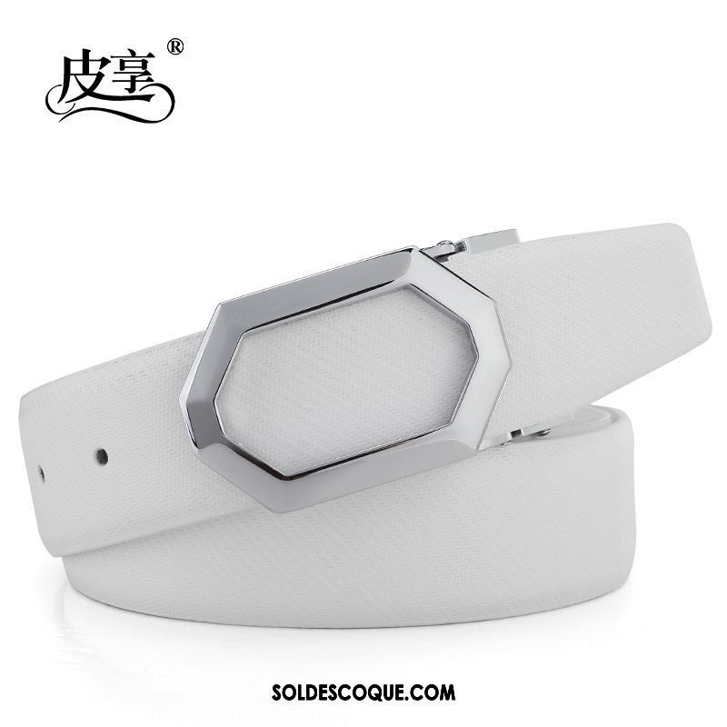 Ceinture Homme Cuir De Vache Loisir Tendance Mode Blanc Soldes