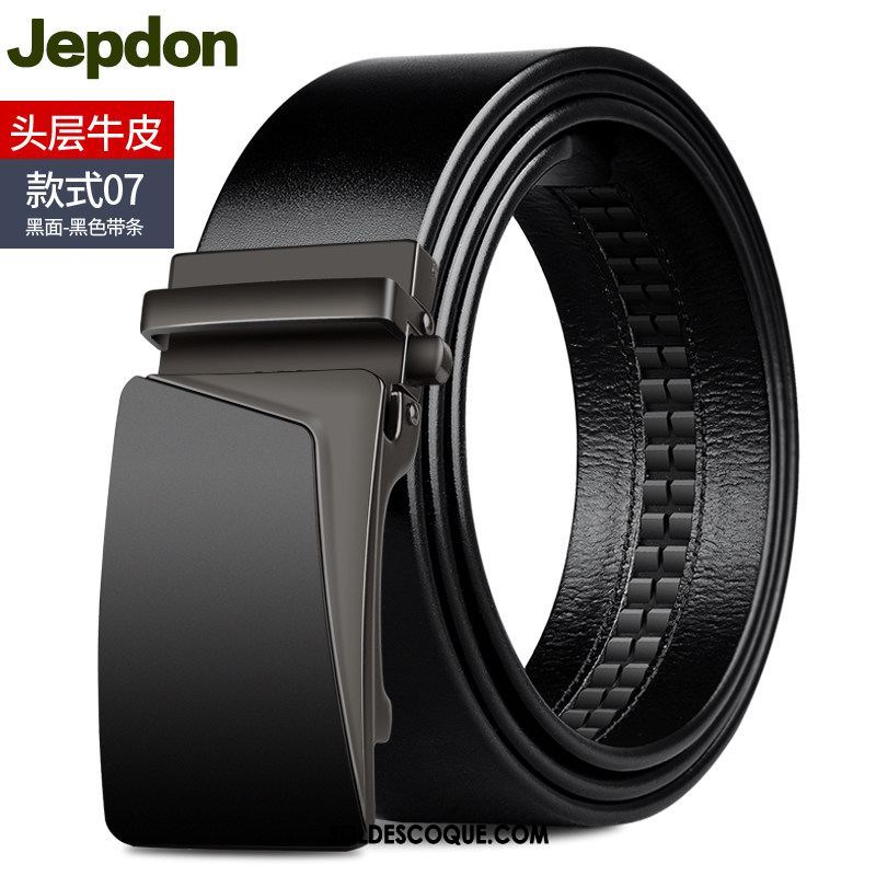 Ceinture Homme Cuir De Vache Noir Pure Milieu Cuir Véritable France