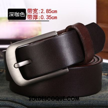 Ceinture Homme Cuir De Vache Étroit Boucle Loisir Cuir Véritable Pas Cher