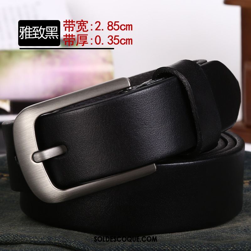 Ceinture Homme Cuir De Vache Étroit Boucle Loisir Cuir Véritable Pas Cher