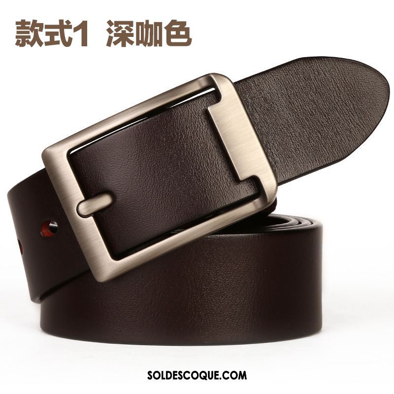 Ceinture Homme Cuir Véritable Couche De Tête Pure Loisir Âge Moyen Pas Cher