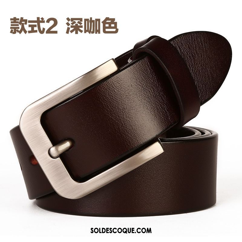 Ceinture Homme Cuir Véritable Couche De Tête Pure Loisir Âge Moyen Pas Cher