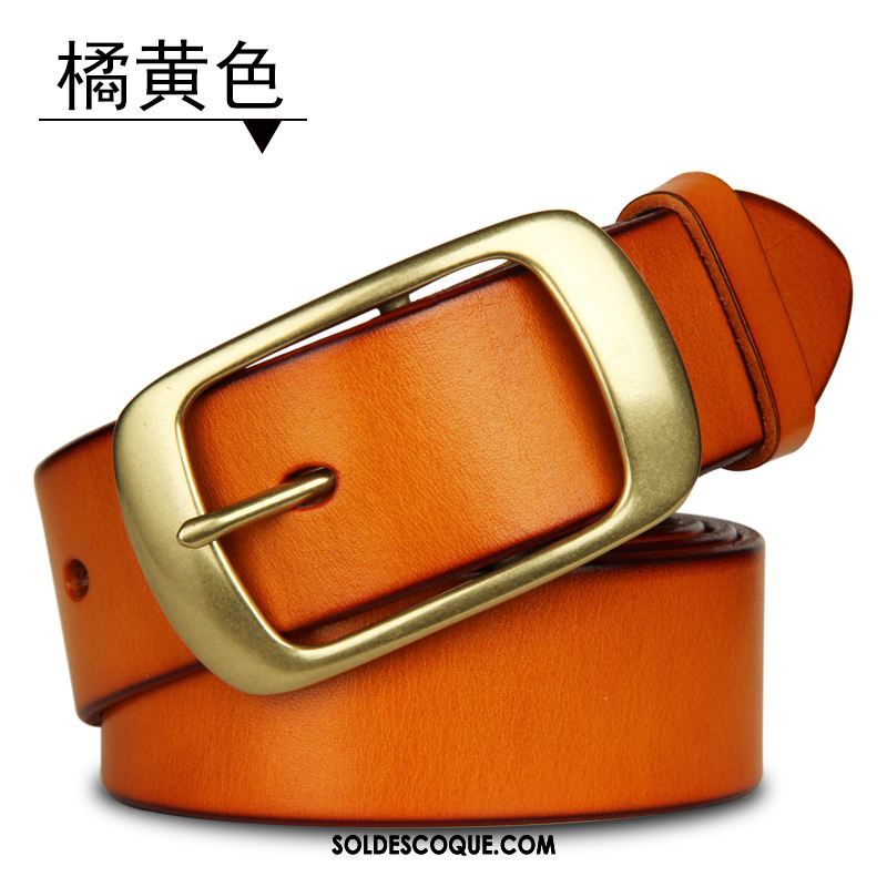 Ceinture Homme Cuir Véritable Jaune Loisir Cuir De Vache Femme France