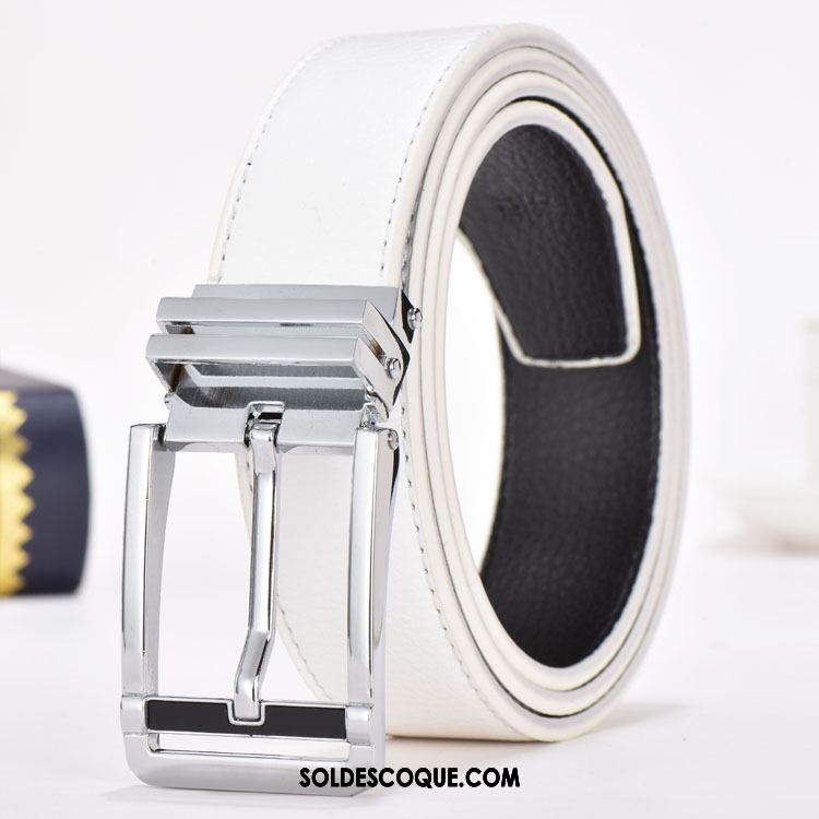 Ceinture Homme Cuir Véritable Jeune Sided Bleu Foncé Loisir Pas Cher