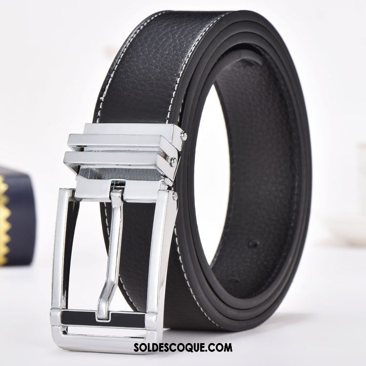 Ceinture Homme Cuir Véritable Jeune Sided Bleu Foncé Loisir Pas Cher