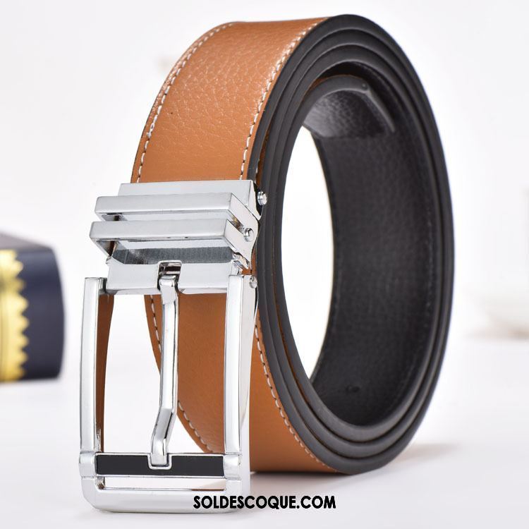 Ceinture Homme Cuir Véritable Jeune Sided Bleu Foncé Loisir Pas Cher