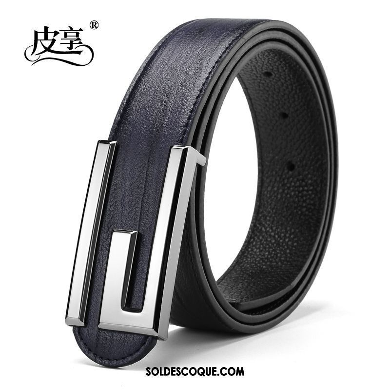 Ceinture Homme Cuir Véritable Lisse Loisir Lettre All-match En Ligne