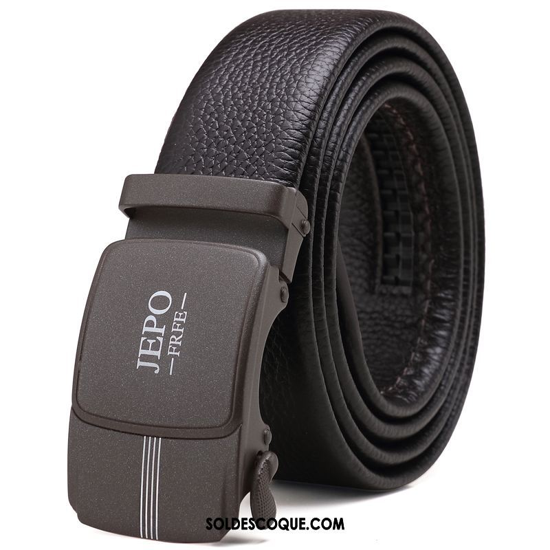 Ceinture Homme Cuir Véritable Loisir Boucle Automatique Cuir De Vache Entreprise En Vente