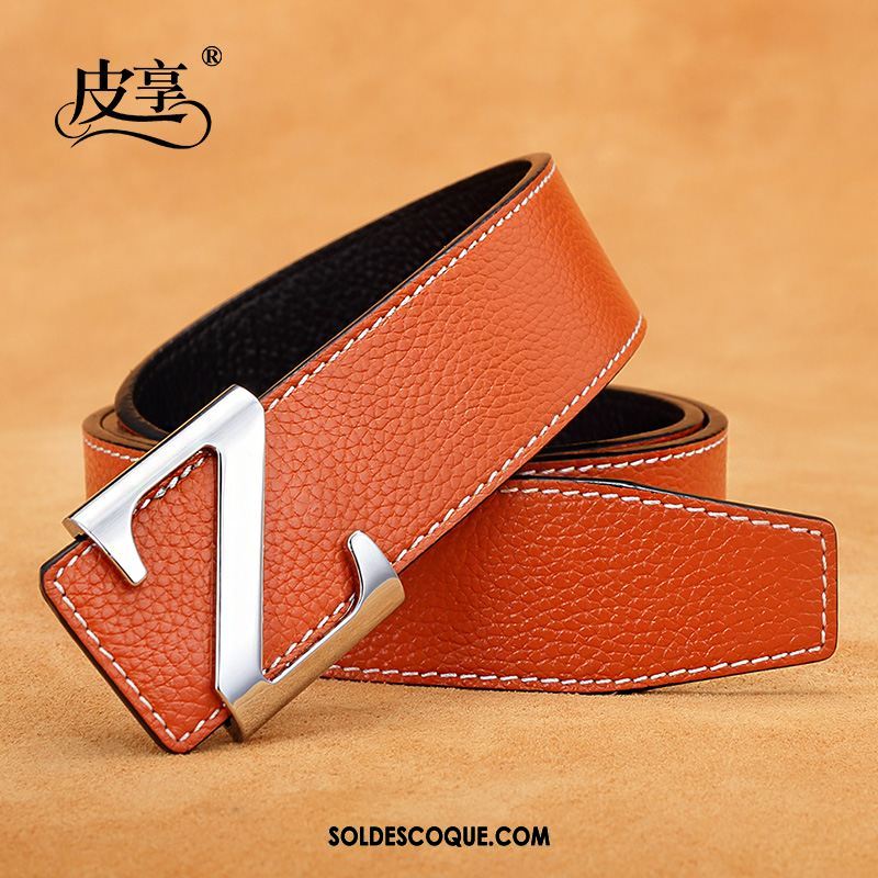 Ceinture Homme Cuir Véritable Mode Bleu Foncé Lisse Loisir Pas Cher