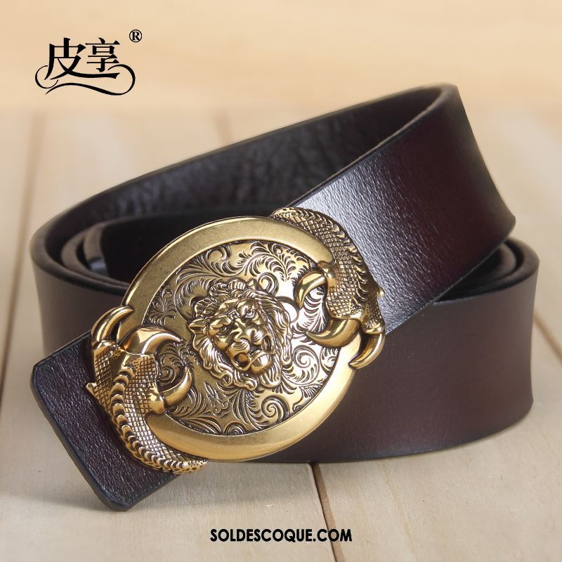 Ceinture Homme Cuir Véritable Noir Rétro Personnalité Mode Pas Cher