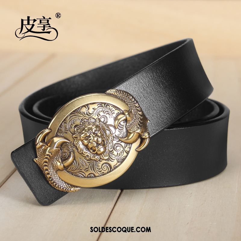 Ceinture Homme Cuir Véritable Noir Rétro Personnalité Mode Pas Cher