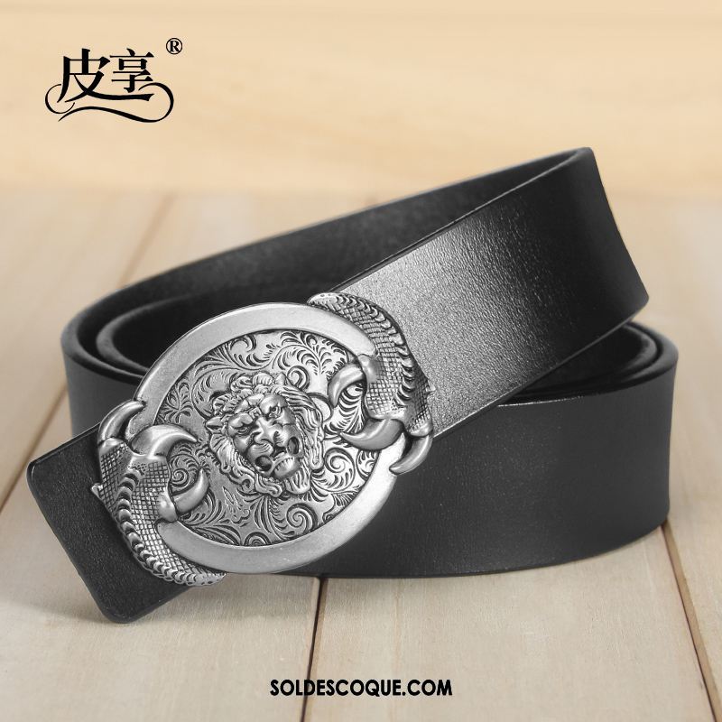 Ceinture Homme Cuir Véritable Noir Rétro Personnalité Mode Pas Cher