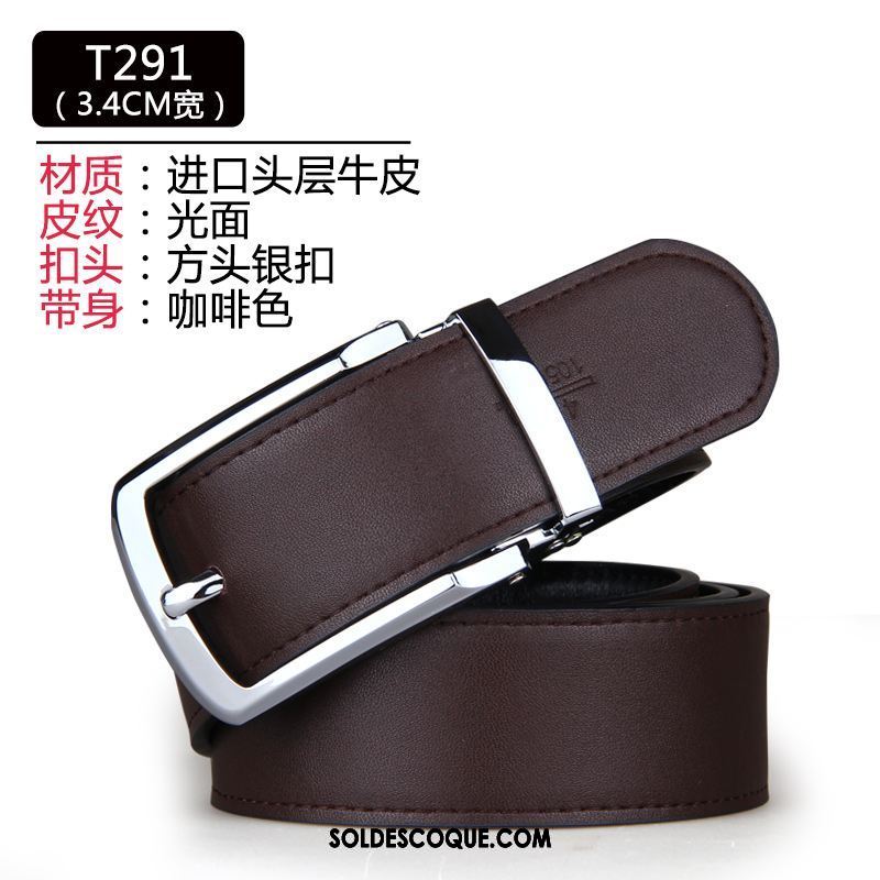 Ceinture Homme Cuir Véritable Pure Couche De Tête Jeunesse Boucle Soldes