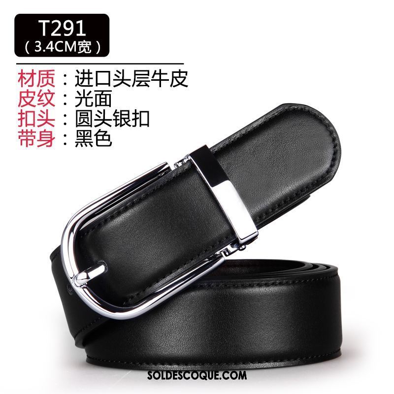 Ceinture Homme Cuir Véritable Pure Couche De Tête Jeunesse Boucle Soldes