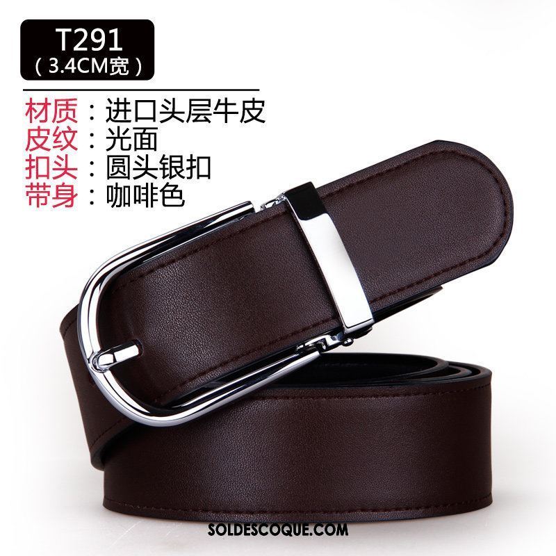 Ceinture Homme Cuir Véritable Pure Couche De Tête Jeunesse Boucle Soldes