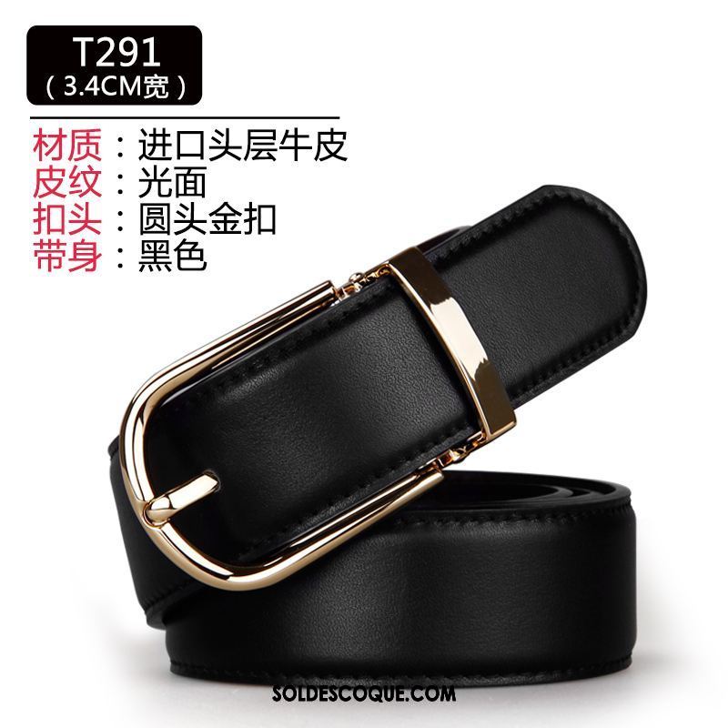 Ceinture Homme Cuir Véritable Pure Couche De Tête Jeunesse Boucle Soldes