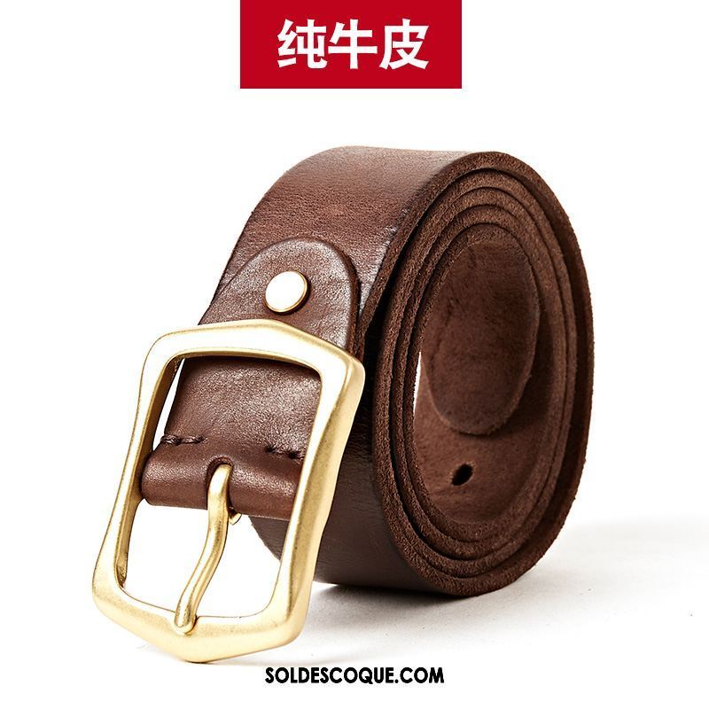 Ceinture Homme Cuir Véritable Âge Moyen Jeunesse Rétro Tendance En Vente