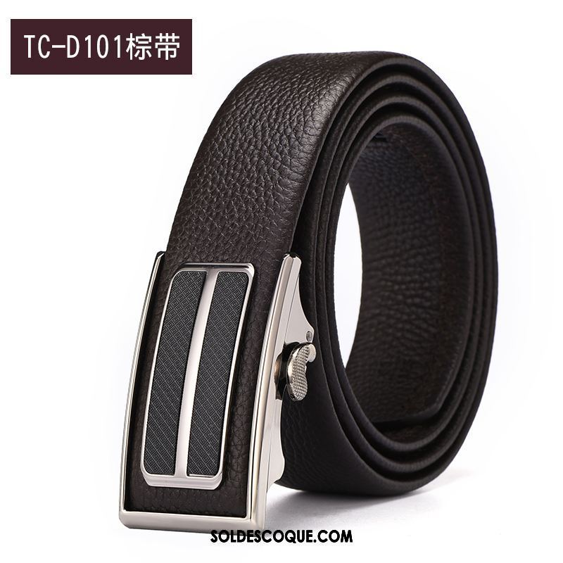 Ceinture Homme Entreprise Noir Boucle Automatique Cuir De Vache Cuir Véritable France