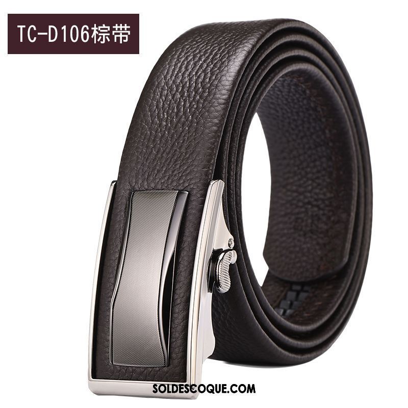 Ceinture Homme Entreprise Noir Boucle Automatique Cuir De Vache Cuir Véritable France