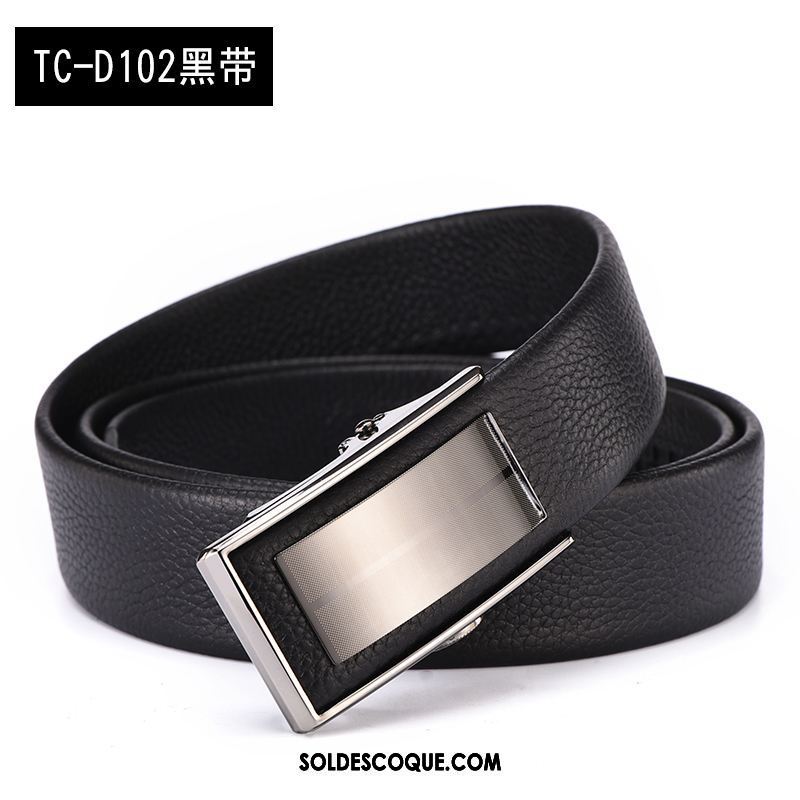 Ceinture Homme Entreprise Noir Boucle Automatique Cuir De Vache Cuir Véritable France